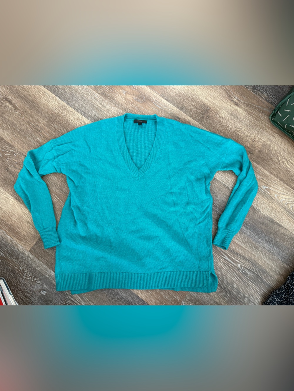 J. Crew Teal V-Neck Sweater